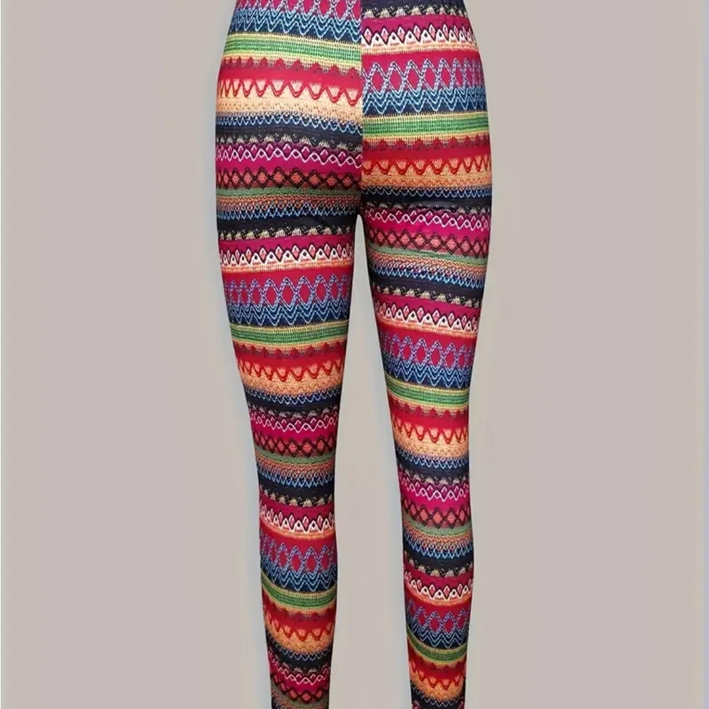 Multicolor Knit Pattern Leggings - Picture 2 of 3